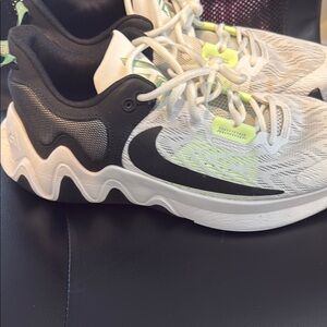 Nike White and Black Sneakers with Neon Accents